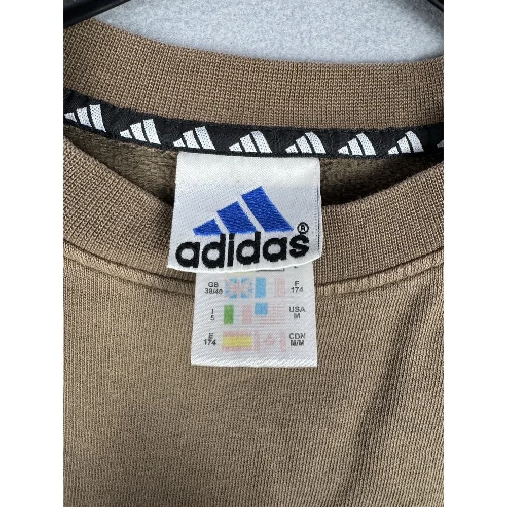 Vintage Adidas Logo Brown Crewneck Sweatshirt Mens Size Large 90s Casual Retro